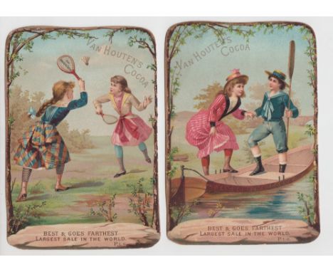 Trade cards, Holland, Van Houten, 12 different, early advertising cards, 8 larger size mainly showing children, approx. 160mm