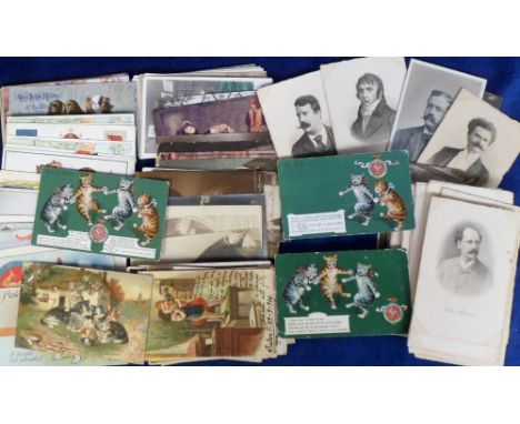 Postcards, a mixed subject selection of approx. 180 cards of Famous People, animals, Isle of Man cats, Telephone, themes, map