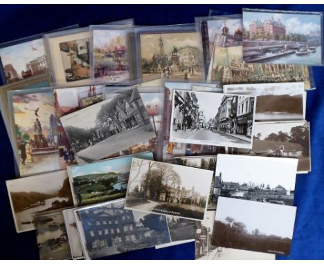 Postcards, a mainly UK topographical mix of 180+ cards and photo's with better RP's of Holborn Circus, The Palace Cambridge C