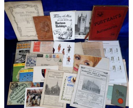 Ephemera, a mixed selection of items early 1900's onwards inc. Godalming & Shalford Property Auction Catalogue 1909, 'A Portr