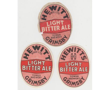 Beer labels, Hewitt Brothers Ltd, Grimsby, Light Bitter Ale, 3 different v.o's (one fair, rest gd) (3)