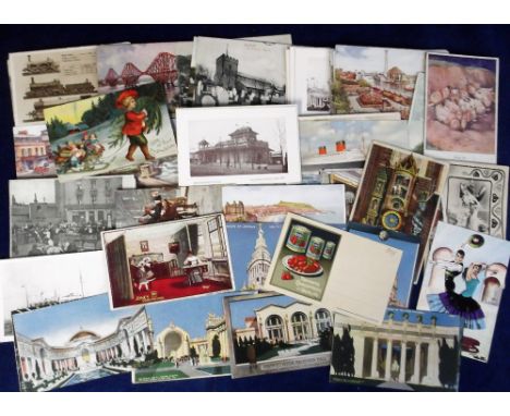 Postcards, a mixed collection of 80+ cards inc. Mauretania at Landing Stage Liverpool, Jones Sewing Machines Advert card, Mec