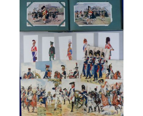 Postcards, military, collection of approx. 100 coloured postcards in vintage album inc. Guards Regiments ceremonial duties Lo