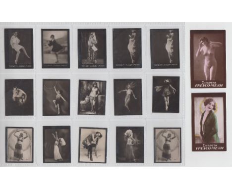 Cigarette cards, Greece, Mexe (Tzokey), Photo Series, 'K' size, Beauties, topless etc, 13 different cards plus 2 duplicates, 