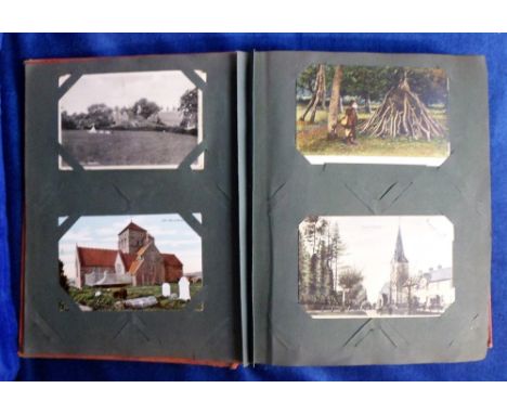 Postcards, UK topographical, a vintage album containing 190+ postcards, RP's and printed, various locations inc. Boxhill, Net