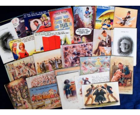 Postcards, Comic, a selection of 79 cards inc. 57 illustrated by Cynicus concerning Judges, Political, Fantasy faces (3), Pig