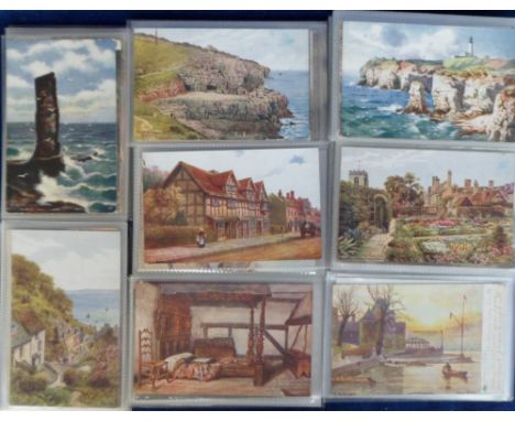 Postcards, a collection of 150+ artist drawn landscape cards, with many A R Quinton (Salmon & Tuck) also Wimbush, Jotter, Flo