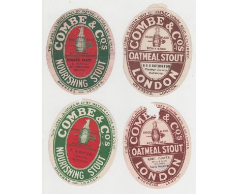 Beer labels, Watney Combe Reid & Co Ltd, Nourishing Stout, v.o's, F Radford Windsor & Richard Stace St Leonards on Sea, Oatme