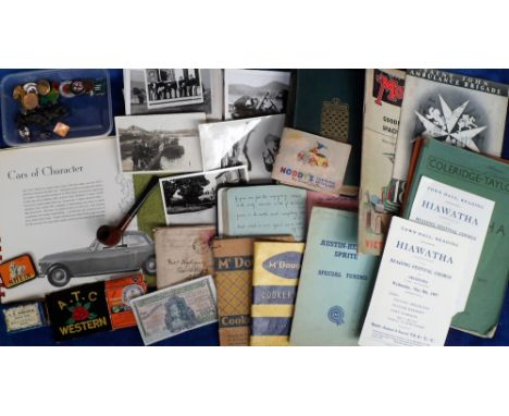 Ephemera, a mixed selection of items, various ages inc. 3 War Time Diaries 1939 - 1941 with comprehensive entries, various ph