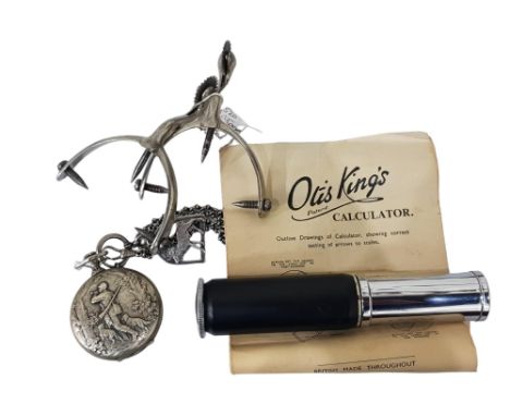 SET OF SPURS &amp; OTIS KINGS CALCULATOR &amp; HUNTING THEMED POCKETWATCH