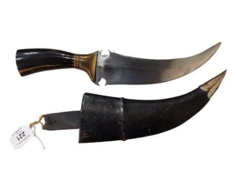 ANTIQUE DAGGER WITH LEATHER SCABBARD 