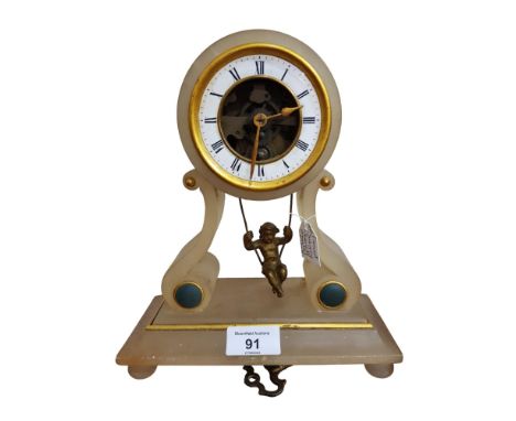 VICTORIAN ALABASTER CLOCK 