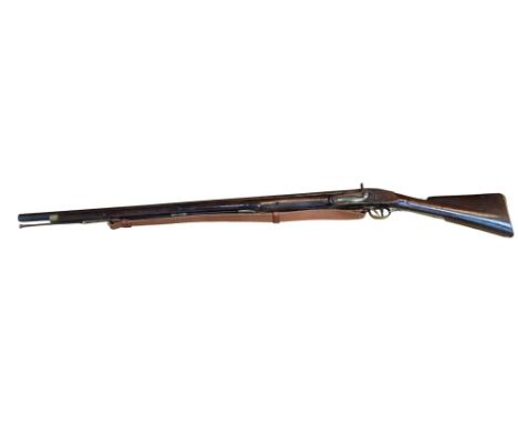 DRUM &amp; NIPPLE CONVERTED BROWN BESS.  ORDNANCE LOCK SIGNED TOWER.  BRASS MOUNTED.  IRISH REGISTRATION MARK A-N 2843 TO HEE