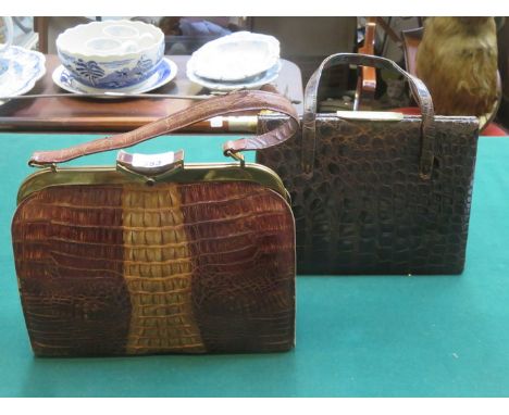 VINTAGE LADIES REPTILE HOUSE HANDBAG PLUS ONE OTHER VINTAGE LADIES HANDBAG 