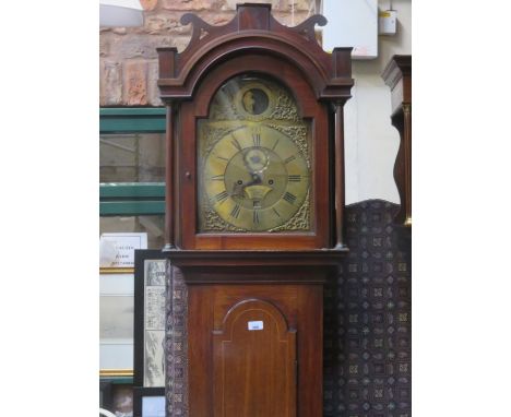 STRING INLAID MAHOGANY CASED EIGHT DAY LONGCASE CLOCK, WITH AUTOMATION IN ARCHED ORMULU BRASS MOUNTED DIAL BY LUDBROOK SOHO