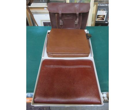 OSPREY LEATHER SHOULDER BAG AND VINTAGE LEATHER SCHOOL SATCHEL ALSO FILE CASE