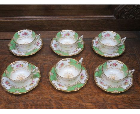 COALPORT FLORAL DECORATED CUPS &amp; SAUCERS