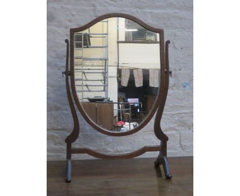 EDWARDIAN MAHOGANY SHIELD FORM BEDROOM SWING MIRROR