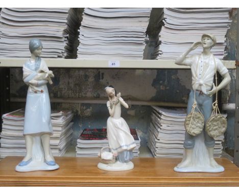 CECILIA LIMITED EDITION GLAZED CERAMIC FIGURE AND TWO OTHER LARGER LLADRO STYLE FIGURES 