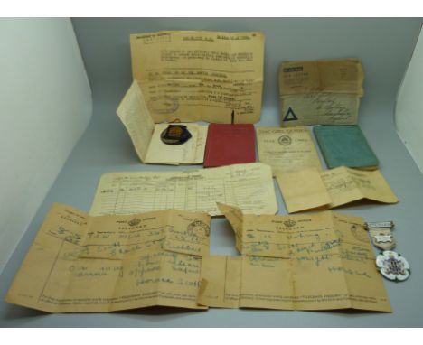 A silver and enamel Royal Masonic Institute for Girls badge and a collection of Girl Guides ephemera 