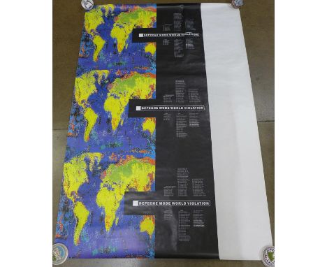 Pop music promotional posters - Depeche Mode tour poster and Inspiral Carpets Island Head promotional poster 