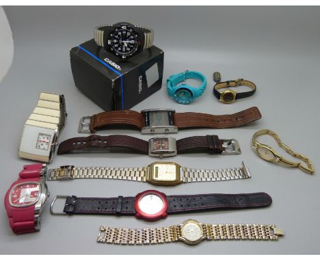 A collection of watches including Diesel, Casio, Bench, etc. 