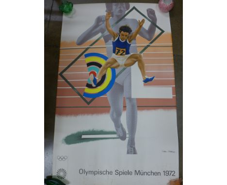 An Olympics 1972 original advertising poster for Munich Olympic Games