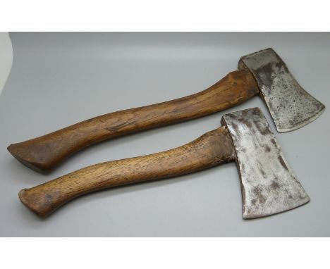 A WWI Russwin axe, marked Russwin, (Russell Irwin), and a sapper axe