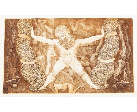 ERNST FUCHS* (Wien 1930 - 2015 Wien)Samson zerstört den Tempel Dagons, 1964Radierung/Papier, 31 x 53,4 cmsigniert und datiert