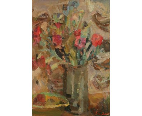 CLAIRE BERTRAND-EISENSCHITZ* (Sèvres 1890 - 1969 Cachan)Blumenstrauß in großer VaseÖl/Karton, 54 x 38 cmsigniert Bertrandvers