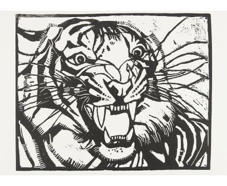 STEFAN PRASCHL* (Wien 1910 - 1994 Wien)TigerHolzschnitt/Papier, 36,4 x 45 cmverso Nachlassstempel Prof. Stefan PraschlSCHÄTZP