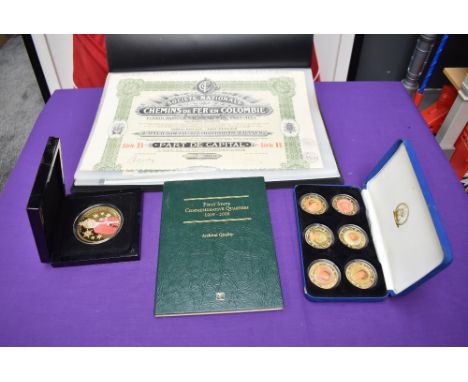 A collection of World Share Certificates including  Railroad Company, The Penn Central Corporation, Pennsylvania New York Cen