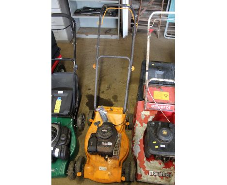A rotary garden lawn mower with Briggs & Stratton engine (lacking grass collection box)