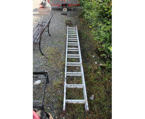 A double extending aluminium ladder 
