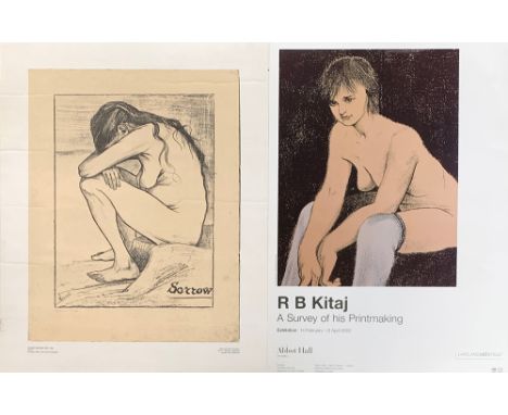 Vincent Van Gogh, 'Sorrow', lithograph, 38.5x29cm; together with  R B Kitaj, 'A Survey of his Printmaking' exhibition poster 