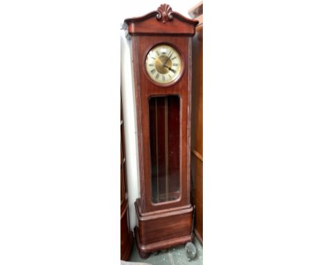 A 20th century long case clock, Roman numerals, the trunk with bevelled glass, 205cmH 