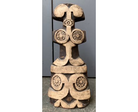 A mid-century studio pottery Troika style lamp base, 46cmH 