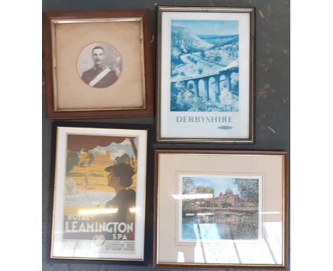 Two framed railway interest prints, together with a black and white photograph and other limited edition print 