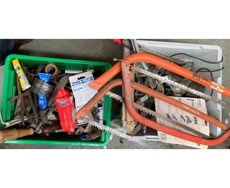 Two mixed boxes of tools including automobile interest 