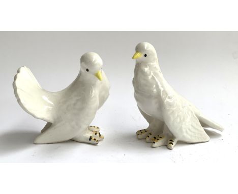 A pair of continental ceramic doves, incised Bonaud to base, the tallest 18cmH 