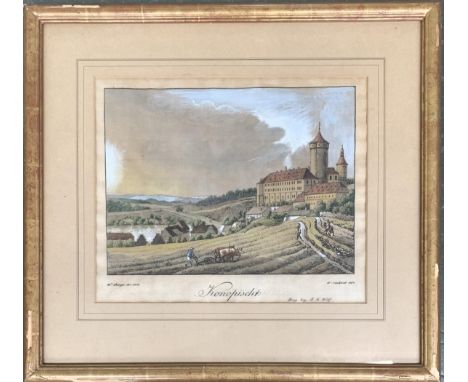 After W Berger, 'Konopischt', colour print, 31x37cm 