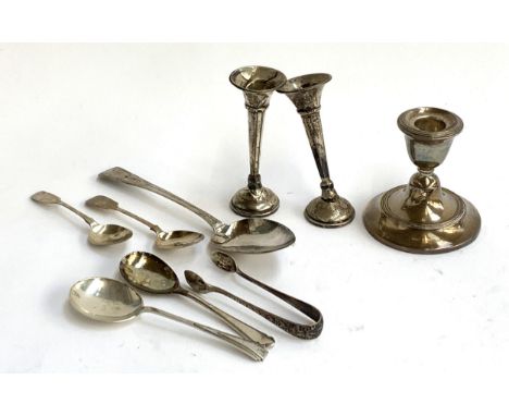 A Georgian table spoon, bright cut decoration, the terminal monogrammed IBIM 1808, together with 2 Victorian tea spoons, hall