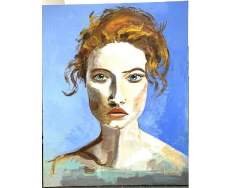Oil on canvas, portrait of a lady, 100x80cm 