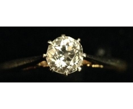 A diamond solitaire ring, round brilliant cut diamond, approx 0.50ct, 18ct gold shank, size L, 2.2g gross
