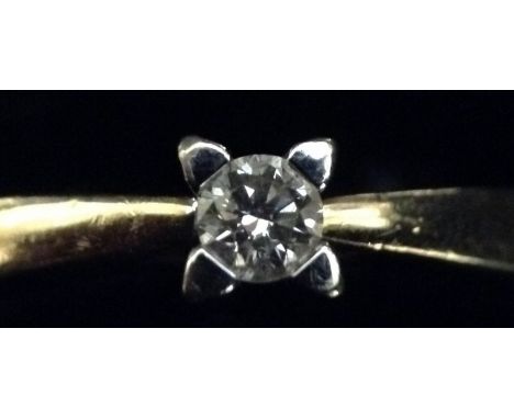 A diamond solitaire ring, round modern brilliant cut, 0.10ct, 18ct gold shank, size M, 4.5g gross