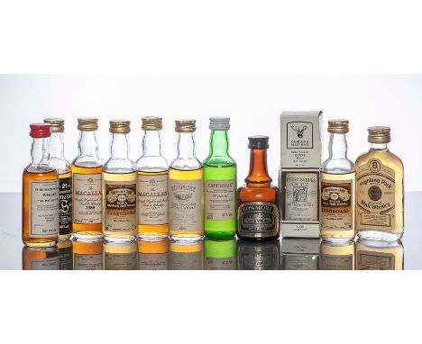 ELEVEN SINGLE MALT SCOTCH WHISKY MINIATURES
To include Bowmore 1965, Macallan 1966, Laphroaig 1967, Springbank 21, Craigellac