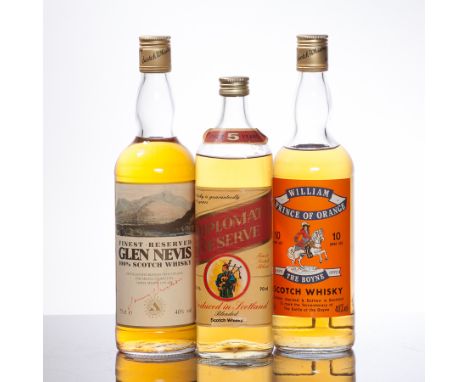 GLEN NEVIS FINEST RESERVE
Blended Scotch Whisky, 75cl, 40% volume.
DIPLOMAT RESERVE
Blended Scotch Whisky, Over 5 years old, 