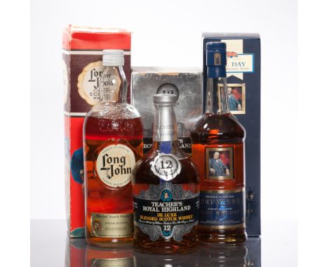 TEACHER'S 12 YEAR OLD ROYAL HIGHLAND
De Luxe Blended Scotch Whisky, 262/3fl.ozs., 75cl, 75°SIKES, 43°GL, in box.
PREMIERS 15 
