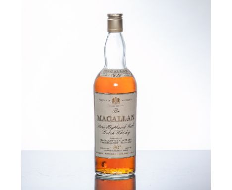 THE MACALLAN 1959
Pure Highland Malt Scotch Whisky. 26 2/3 fl. ozs (75cl), 80° proof. 