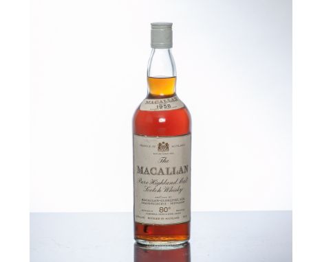 THE MACALLAN 1958
Pure Highland Malt Scotch Whisky, bottled by Campbell, Hope & King, Elgin. 26 2/3 fl. ozs (75cl), 80° proof